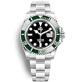 DUKA Herren-Automatik-Taucheruhren für Herren Edelstahlband, Keramiklünette, Saphirspiegel, Super Luminous, 100M wasserdichte Mechancial-Armbanduhr (Green Black)