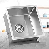 LOMAZOO Spülbecken Edelstahl Küche | Spüle Unterschrank Küchenspüle Einbauspüle Küchenwaschbecken | Kratzfest & Frostschutz-Beschichtung | Mit Schallabsorbierenden Pads | Spüle 40 cm x 40