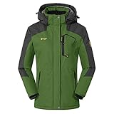donhobo Damen Fleecejacke Winter Warm Softshelljacke Outdoor Skijacke Winddichte Wasserdicht Atmungsaktiv Regenmantel Funktionsjacke (Grün, L)