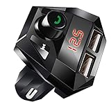 Yubenhong Bluetooth FM Transmitter für Auto, Blaue Umgebende Leuchte Drahtloser Radio Kfz-Empfänger Adapter mit Freisprecheinrichtung, Dual USB Ladegerät für GPS-Geräte, Handys, SD-Karte (Black-1)