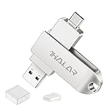 THKAILAR USB-Stick 3.0, 128 GB, Typ C, drehbarer Hochgeschwindigkeits-Speicherstick, für Smartphone/PC/MacBook Pro (Silber)