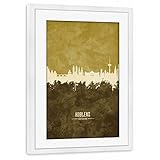 artboxONE Poster mit Rahmen weiß 60x40 cm Koblenz Germany Skyline Brown von Michael Tompsett - g