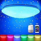 LED Deckenleuchte RGB dimmbar mit Fernbedienung Sternenhimmel Deckenleuchte Farbwechsel mit Sterndekor für Wohnzimmer Schlafzimmer Büro Esszimmer Küche 30