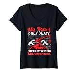 Damen Vorarbeiter Herzklopfen für Baumanagement Bauleiter T-Shirt mit V
