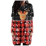 XUNN Weihnachten Sweatshirt Pullover Damen Rundhals Fledermausärmeln Shirt mit Niedlichem Hirsch Muster Aufdruck Weihnachtspullover Xmas Sweater Top