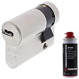 ToniTec Set aus ABUS Zylinderschloss als Halbzylinder EC550 mit 3 Schlüssel Größe 10 70 mm + ToniTec Pflegespray