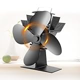 YYWL Lüfter für Herd, Upgrade 4 Flügel, Feuerlüfter, Kamin-Ventilator, effiziente Wärmeverteilung für Holzbrenner,