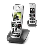 Gigaset Family – 2 schnurlose Telefone mit großem, farbigem Display und hoher Reichweite – anthrazit-g