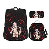 Future Diary Gasai Yuno Anime Rucksack, 3-teiliges Set, Rucksack + Federmäppchen + Lunch-Tasche, Kombination für Männer, Frauen und Jug