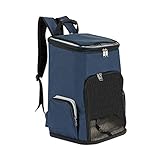 SlowTon Klare Rucksack, Gewicht bis zu 5kg, atmungsaktive Katze Rucksack mit Mesh-Fenster Katze Tasche mit Reißverschluss Tasche Wasserflasche Halter Pet Carrier transparente Tasche für Katzen (Blau)