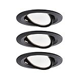 Paulmann 94472 Nova LED Einbauleuchte Coin 3er Set rund schwenkbar 3x6,5W Warmweiß 3-Stufen-dimmbar Einbaustrahler Schwarz matt Spot Alu 2700