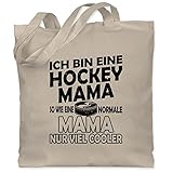 Eishockey Trikot Ersatz - Ich bin eine Hockey Mama - So wie eine normale Mama nur viel cooler - schlicht - schwarz - Unisize - Naturweiß - Geschenk - WM101 - Stoffbeutel aus Baumwolle Juteb