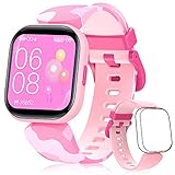 BILIFIT Smartwatch Kinder 19 Sportmodi, 1,4“ kinderuhr mädchen IP68 wasserdicht, Schrittzähler, Herzfrequenz, Fernsteuerung von Fotos und Musik, Benutzerdefiniertes Foto 7-14 J