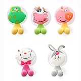 Cisixin Zahnbürstenhalter Kinder, Wand Tiere Cartoon Halter mit Saugnapf für Zahnbürsten Halterung Wandhalterung,5 Stück