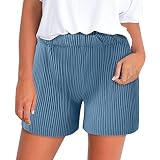 Damen Shorts Sommer Kurze Hosen Lässig Bermuda Damenshorts Frauen Mit Taschen Sommerhose Bequeme Sommer Mädchen Mode Kurz Gummizug Sommershorts Freizeithose Bequeme Hose Yogahose Gy