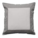 heimtexland ® Landhaus Serie Dekokissen Leinen Optik Kissen Hohlsaum Punkte Grau Weiß Kissenhülle 40x40 Typ685