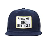 Pullonsy Show Me That Butthole Hut verstellbar lustig Witz Cutton Flat Bill Cap für Männer Frauen, Marineblauer Hut,