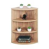 RICOO Eck-Regal (WM053-EG) 60 x 33 x 33 cm Holz-Regal Eiche Braun Eck-Wandregal Stand-Regal Bücher-Regal Organizer Bücher-Schrank Wohn-Zimmer Eck