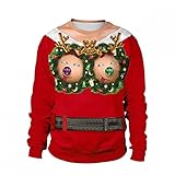 CCOOfhhc Weihnachtspulli Herren Ohne Kapuze Weihnachts Hässliche Brustdruck Pullover Oversize Puill Rundhals Langarm Oberteile Locker Casual Weihnachtsp