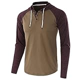 Kapuzenpullover Herren Pullover Dünner Baseball-Sweatshirt Langarm mit Knopf T-Shirt Zweifarbig Spleißen Hemden Tops Hoodie Mit Kapuze Knop