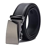 TANGCHAO Gürtel Herren Ledergürtel Ratsche Automatikschließe Business Anzug Gürtel 35mm Breit Schwarz Verbessertes Material 3-HEI-ZD 125CM