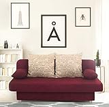 Collection AB Schlafsofa Orlando-PUR Mikrofaser Rot-Grau, 186x85