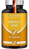 Beta Carotin SUN PLUS Bräunungskapseln | 2in1 Natural Tan Bronzer PERFECT SKIN | Natürliche Bräune + Hautschutz | Pro Vitamin A E Antioxidantien Selbstbräuner Kapseln 100% VEGAN Bräunungsverstärk