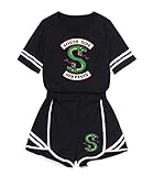 Abluewhale Riverdale South Side Serpent Crop Top T-Shirts und Shorts Bekleidungsets für Mädchen und Damen(XL,S Serpent)