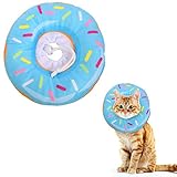 Xinzistar Halskrause Katzen Halsband Soft Weich Katze Schutzkragen Anti Biss Safety Einstellbarer Schützender Kragen für Haustiere Katzen Hunde Welpen Kätzchen (Blau Donut, S)