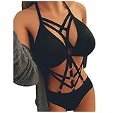 Dorical Damen Dessous reizvoller Art- und Weisedamehalter-elastischer Käfig-reizvoller Strappy Bustier BHS Harness Elastische Sexy Body Cage BH Halter Crop Top (Medium, Schwarz-D(Set))