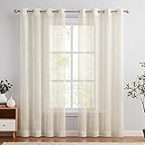 TOPICK Voile Vorhang Mit Ösen Sheer Vorhänge Transparent Gardine Gaze Paarig Ösenschals für Wohnzimmer Schlafzimmer 245 cm x 140 cm(HxB) 2er - Set Hell Beig