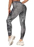 RIOJOY Jacquard-Leggings für Damen, hohe Taille, mit BH, Sport-Leggings, Push-Up, Scrunch, Gesäß, Fitness, Unterwäsche, ohne Bügel, für Yoga, Gymnastik, Training, #5 Leggings mit Tinte, Larg