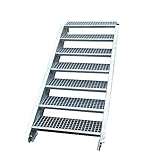 Stahltreppe Aussentreppe Wangentreppe verzinkt 7 Stufen GH 105 - 140 cm 7-150-Z