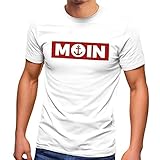 Neverless® Herren T-Shirt Moin norddeutsch Morgen Anker Fashion Streetstyle weiß L