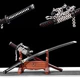 104 cm handgemachtes Samurai-Schwert,T10-Stahl dreht den Boden,um Klinge zu verbrennen,Massivholz-Farbscheide mit Seil,Rotbronze-Handschutz Katana für Cosplay-Geschenk-Dek