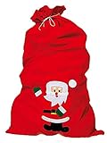 Idena 8580196 - Weihnachtsmann-Sack mit Motiv, rot, 90 x 60 cm, Filz, Geschenk