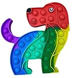 UYER Sensory Fidget Toys Push Bubble Poppet Fidget Spielzeug Stressabbau Silikon Squeeze Spielzeug Spiel für Kinder Kinder Erwachsene spezielle Bedürfnisse (Regenbogen Hund, Einheitsgröße)