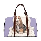 Mode Handtaschen Nette Tan White Basset Auf Sofa Klassische Übergroße wasserdichte Pu-Leder Einzigartige Wochenendtasche Männer R