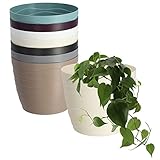 KADAX Blumentopf aus Kunststoff, ⌀ 11 – 19 cm, 7 Farben, einfacher Pflanztopf, moderner Pflanzkübel, robuster Blumentopfschutz, runder Topf (⌀ 19 cm, Ecru)