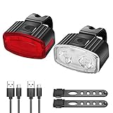 LED Fahrradlicht Set,USB Beleuchtungs-Set Aufladbar,IPX5 Wasserdicht Fahrradbeleuchtung,Fahrradlampen Klein,Fahrradlicht Vorne Frontlicht und Rücklicht Set für Mountainbikes Oder R