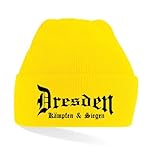 Dresden Ultras Kämpfen & Siegen Strickmütze|gelb