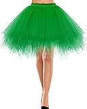 Damen und Mädchen Petticoat 50er Jahre Retro Tutu Tüllrock Ballet Tüllrock Crinoline Cosplay Rock Tutu Ballet Tüllrock Crinoline Karneval Rock Rockabilly Tanz Ballett Green S