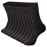 DarkCom 10-Paar Socken Herren & Damen, Schwarze Baumwoll-Socken Super weich atmungsaktiv, Business-Socken, Größe 39-42