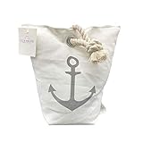 LB H&F Lilienburg Türstopper Weiß Anker grau schwer Stoff Sack maritim Vintage (Weiß)