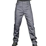 JIASHIQI Outdoor Herren Cargo Arbeitshose, Strapazierfähige Arbeitskleidung, Herren Kampf Arbeitshose mit Knopf-Reißverschluss für Armee Tactical Wandern Trekking (Color : Gray, Size : M)