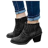 Hotberry Damen Stiefeletten Retro Westen Cowboy Boots Kurze Stiefel Für Frauen Bestickte Blumen Plissee Römerschuhe Stiefel Schlupfstiefel Herbst Winter Ankle Boots Bootie Knö