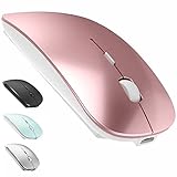 Kabellose Bluetooth Maus für MacBook Pro/Air/Mac/iPad/Laptop/Desktop/Mac/PC/Computer/Telefon - Tragbare schlanke, leise Büromäuse mit USB-C-Adapter 2,4 GHz -Mäuse Kabellos (Roségold)