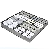 6er Set Oxford Stoff Kleiderschrank Organizer Unterwäsche Organizer Box mit Verbreitert Zelle , Faltbar Schubladen Ordnungssystem kleiderschrank Unterwäsche Aufbewahrungsbox BH Socken , Grau , Highk