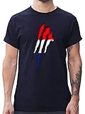 Fussball WM 2022 Fanartikel - Niederlande - Krallenspuren - M - Navy Blau - Statement - L190 - Tshirt Herren und Männer T-S