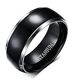 VNOX 8mm Mann Titan Hochzeits Band Ring Verpflichtungs Brautring,mittleres Schwarzes überzogen,hochp